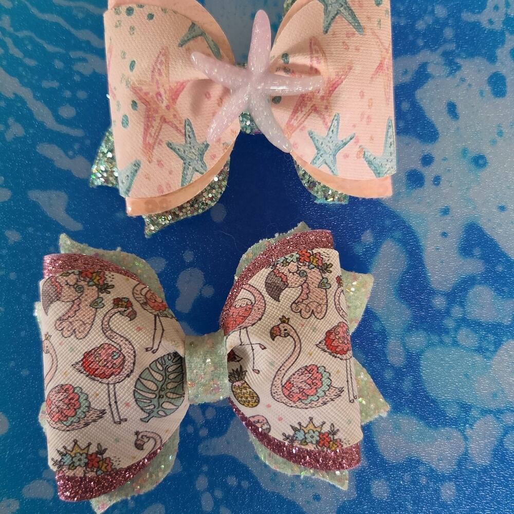 Custom Starfish and Flamingo & HANDMADE Hair Bows